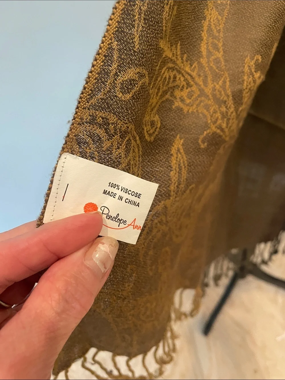 Neutral Brown Paisley Women's Scarf like new